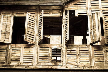 windows, shutters, architecture, broken, wood, old