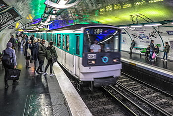 people, wait, arriving, train, paris metro station, station., commute, paris, platform, station, cars