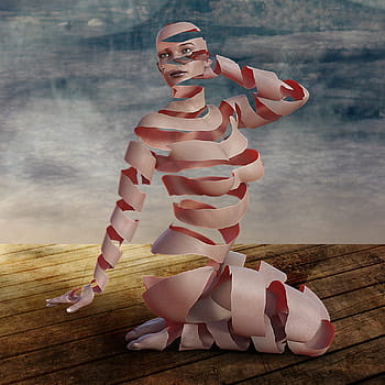 surreal, portrait, peeling, woman, shells, peeled, bizarre, fantasy, design, image editing, image design
