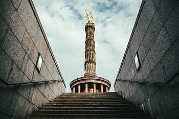 Aussicht, berliner siegeskolonne, unten, Wolken, Hintergrund, die Architektur, Hauptstadt, Säule, Europa, Garten, Deutschland