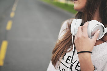 girl, music, headphones, hipster, young, happy, female, woman, musical, person, sound