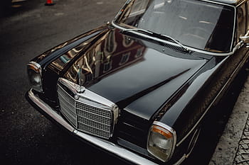 lama, mercedes benz, parkir, jalan, lisbon, portugal, model tahun, mobil, mobil hitam, hitam, Portugis