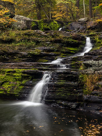 factory, falls, -, viewed, bottom, lower, one, three, main, waterfalls, george